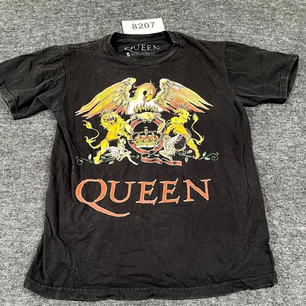 Queen T Shirt Mens Small Black Band Music Rock Graphic Print Cotton Crew Neck